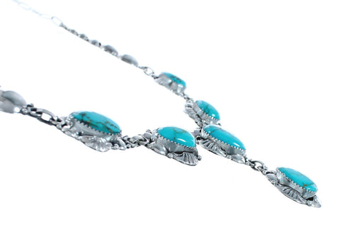 Genuine Sterling Silver Turquoise Navajo Link Necklace And Earrings Set NN20320